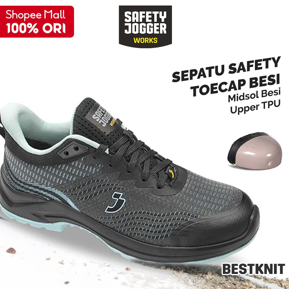 Safety Jogger Besknit S1P Sepatu Safety Sporty Wanita Kerja Ringan