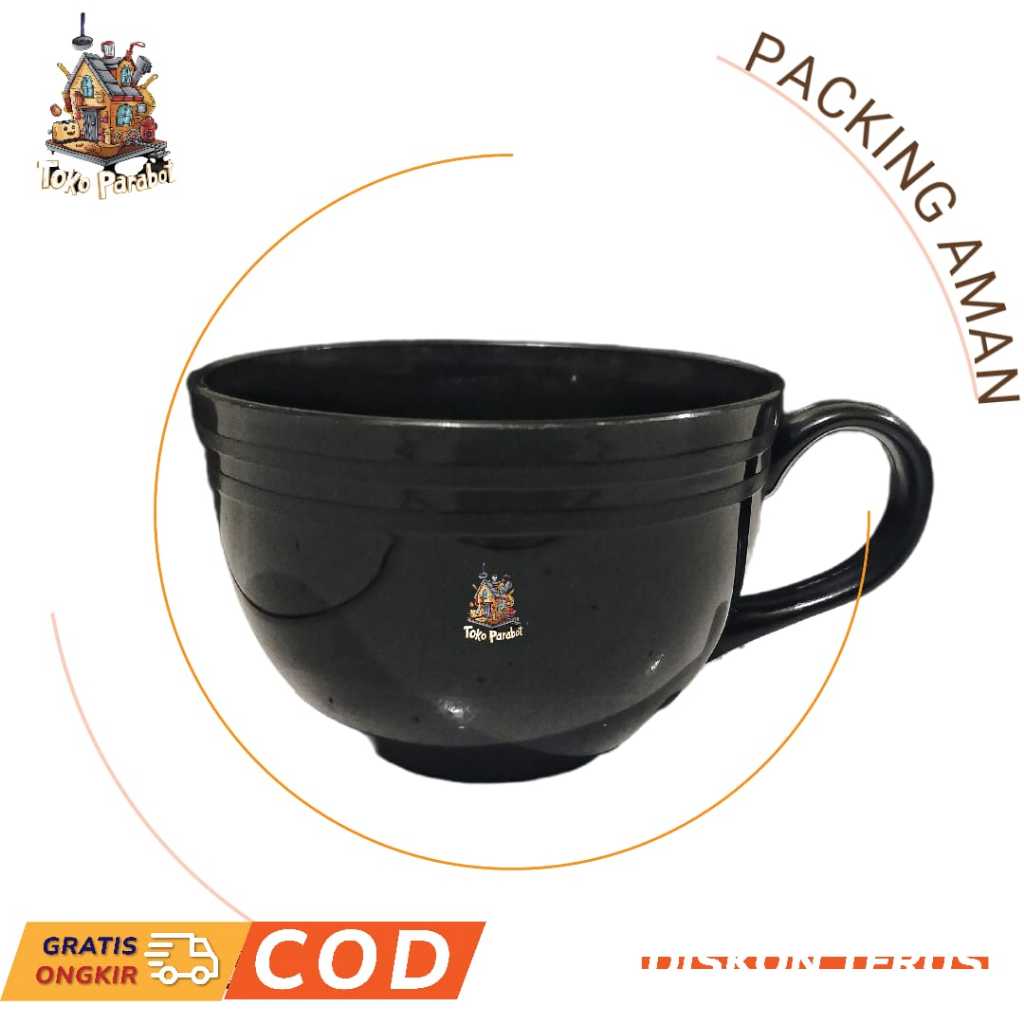Cangkir Gelas Cangkir Kopi Jadul Kecil Hitam  Cangkir plastik ulir