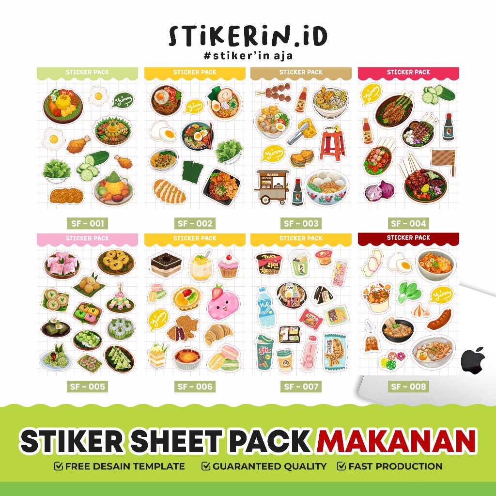 Stiker Sheet Pack Food stiker makanan aesthetic estetik stiker jurnal vintage stiker tumbler