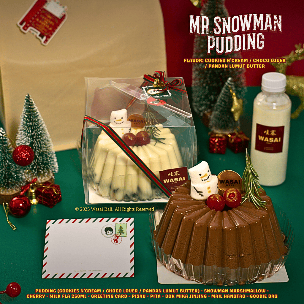 MR SNOWMAN PUDDING by WASAI BALI - Christmas Hampers Package Natal Hantaran Pudding Premium dengan F