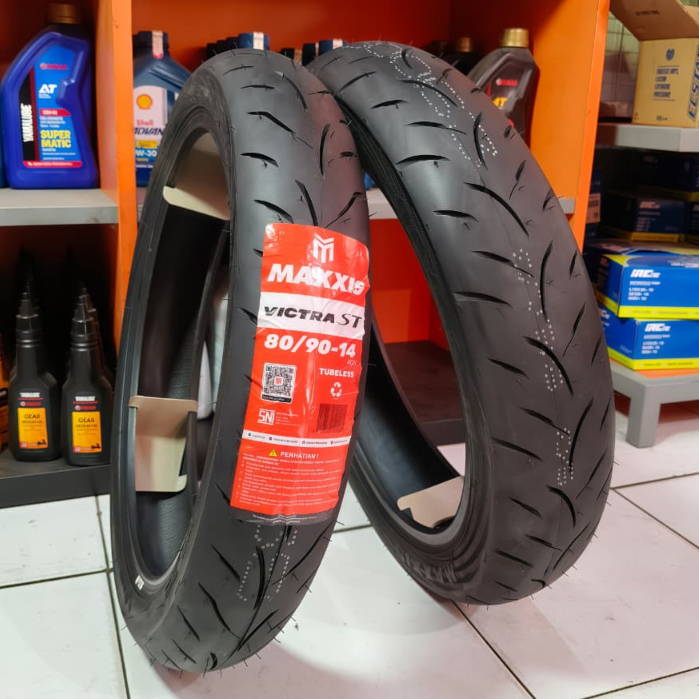 SEPASANG BAN MOTOR VARIO BEAT MAXXIS VICTRA ST 80/90-14 & 90/90-14 TUBELESS