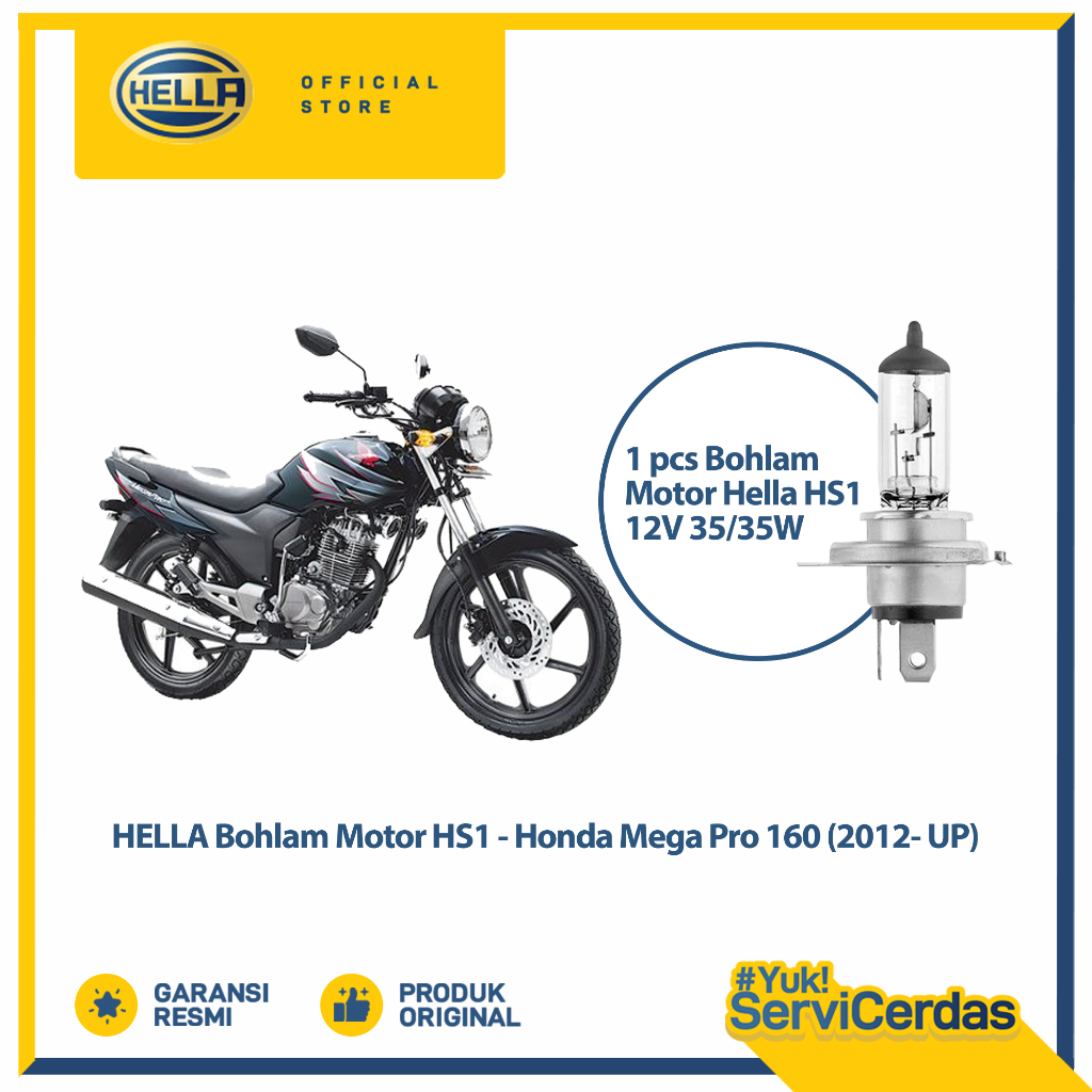 Bohlam Motor Hella Honda Mega Pro 160 2012 up HS1 12V 35/35W PX43T Standard - Lampu motor