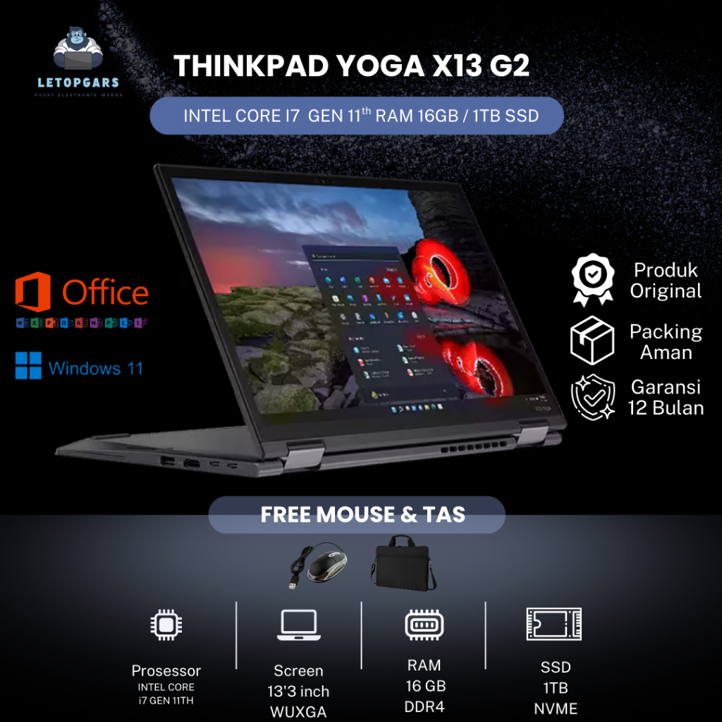 THINKPAD X13 YOGA G2 Core i7 GEN 11TH RAM 16 / 1TB SSD NVME