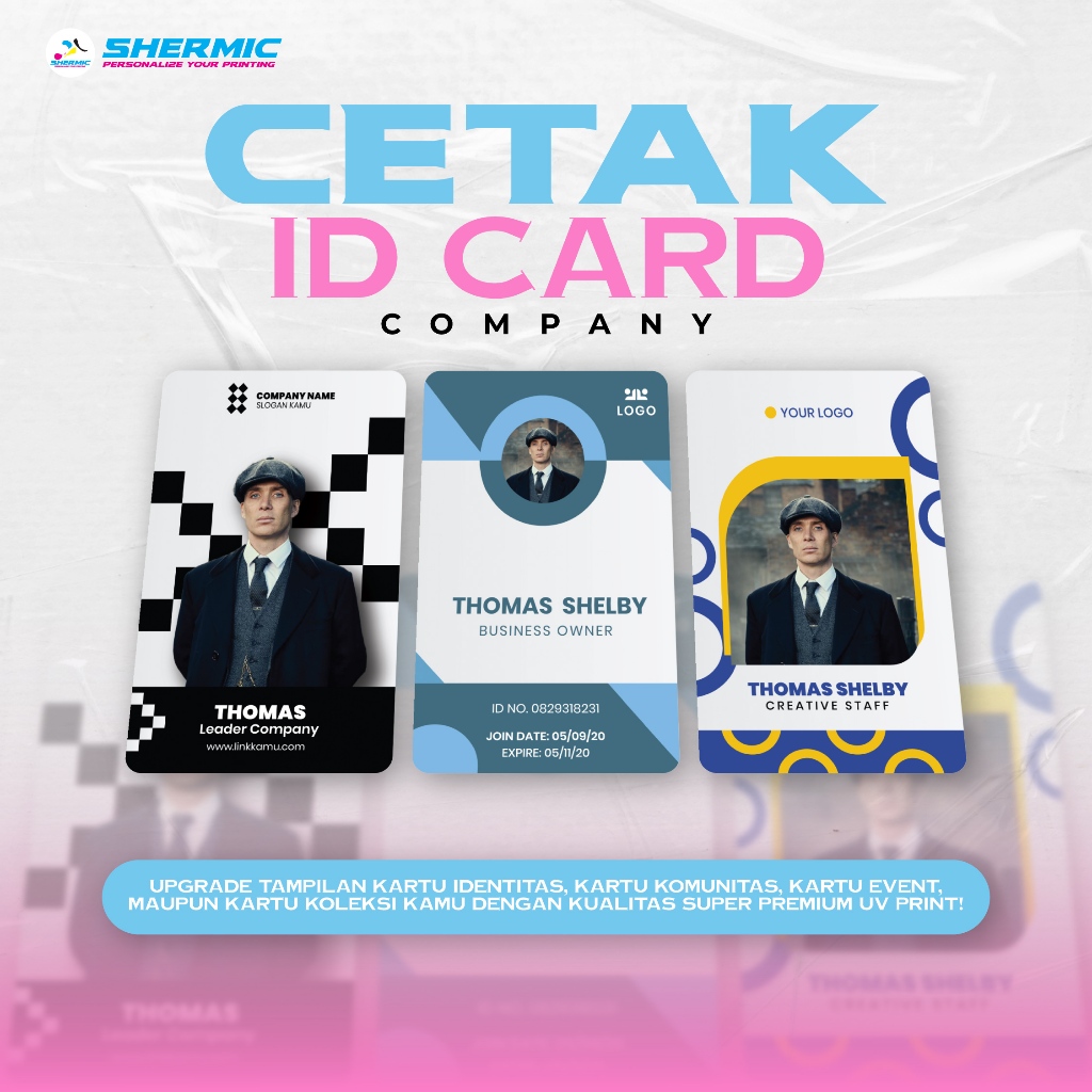 Cetak Custom Print ID Card PVC Gold/Silver/Transparant  Kartu Member Name Tag Card Anti Luntur