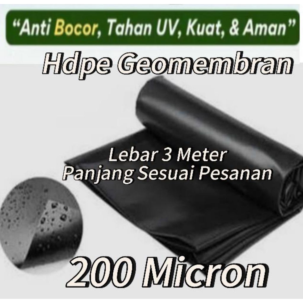 Plastik Hdpe Geomembran Lebar 3 meter tebal 200 Micron