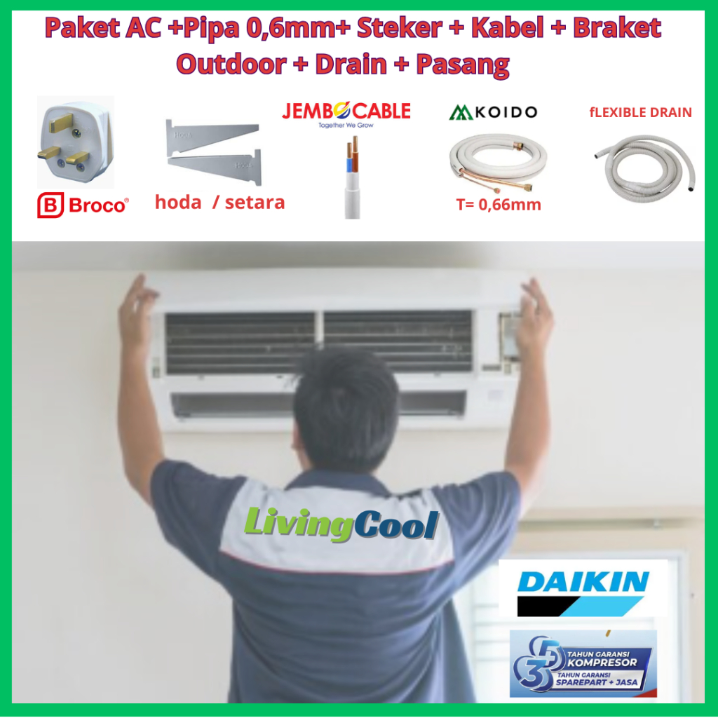 Pasang AC Spilt standard Garansi free kirim karawang cikarang bekasi jakarta tangerang
