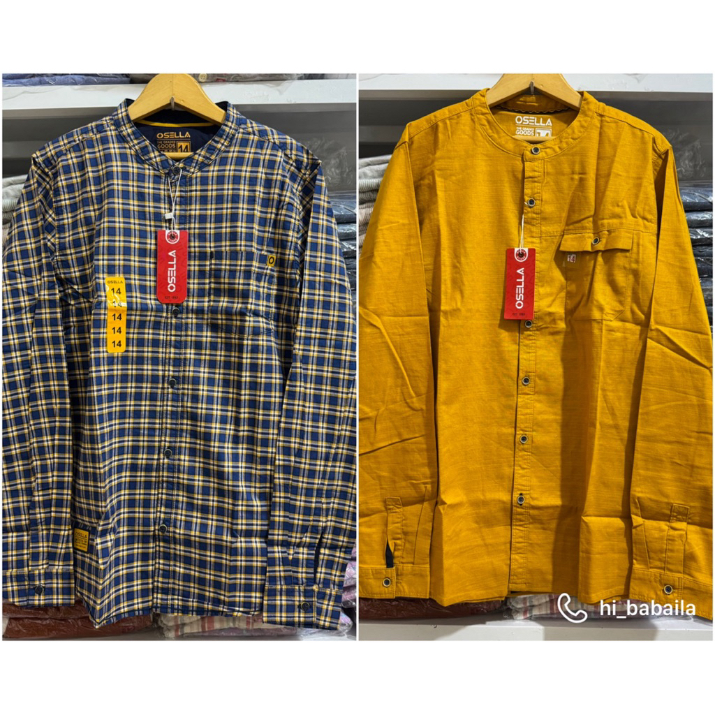 Osella Kids Kemeja Koko Lengan Panjang Anak Laki-laki Navy Golden