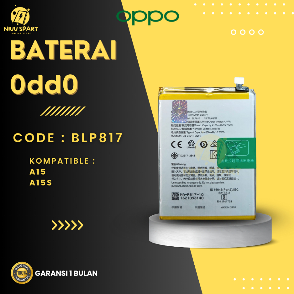 BATERAI BATTERY OPPO BLP817 A15 / A15S / A16E / A16K DOUBLE [IC POWER] ORIGINAL