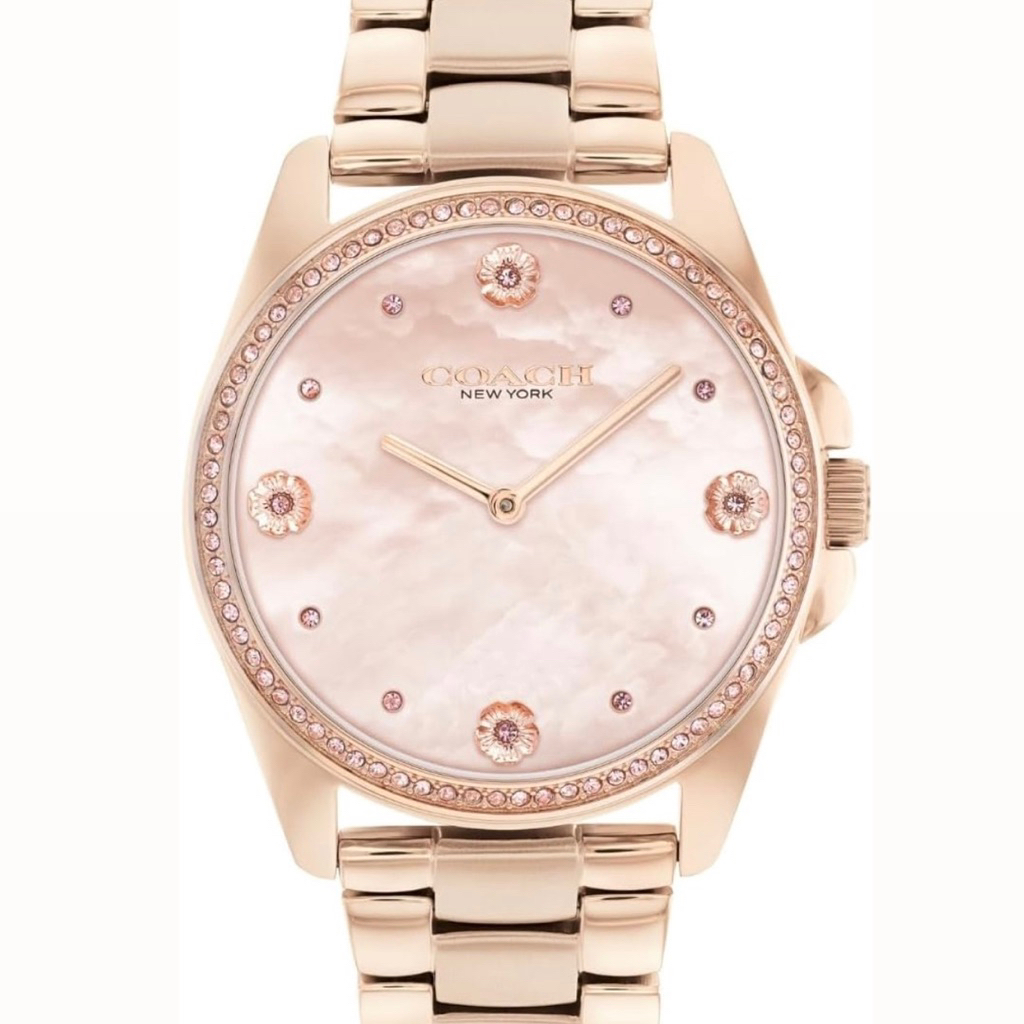 Coach Greyson White Mother Of Pearl Rose Gold Stainless Steel Strap