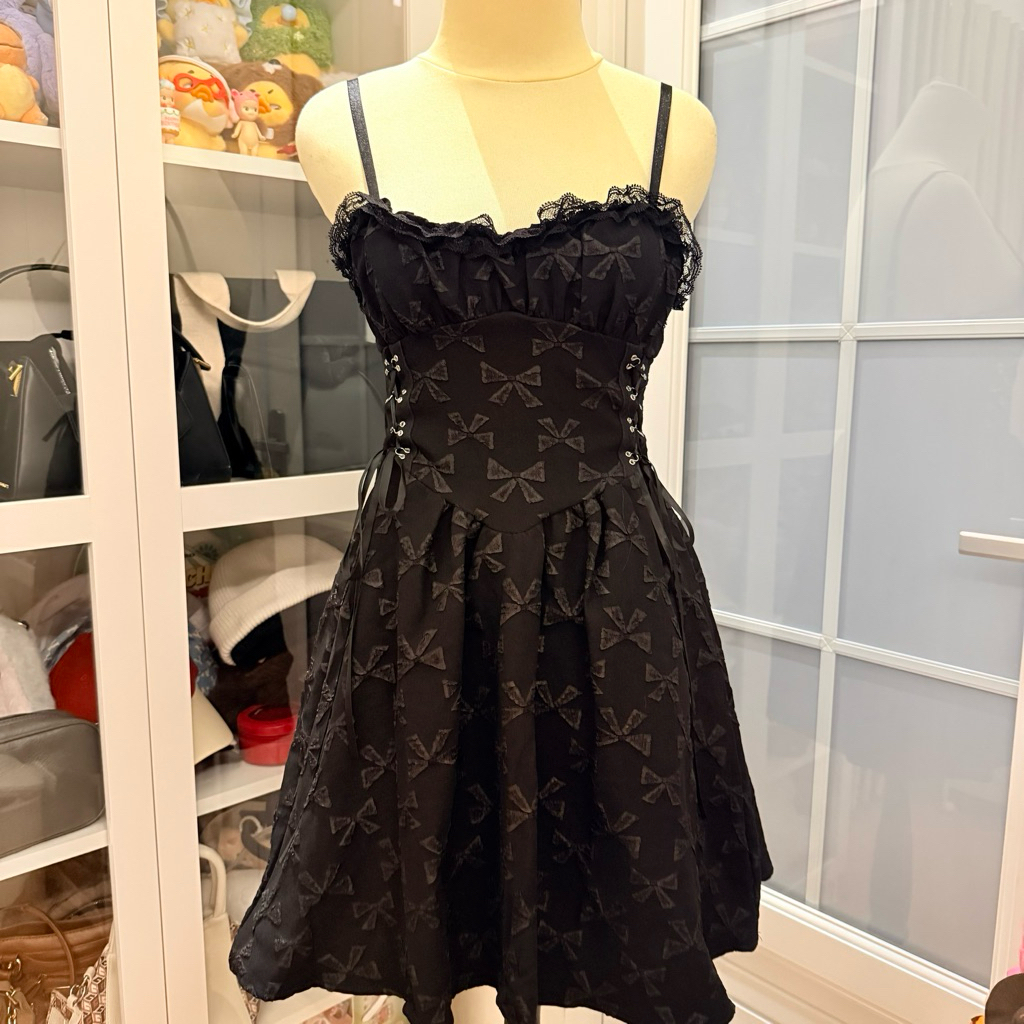 dress hitam gothic jiraikei coquette shoujou
