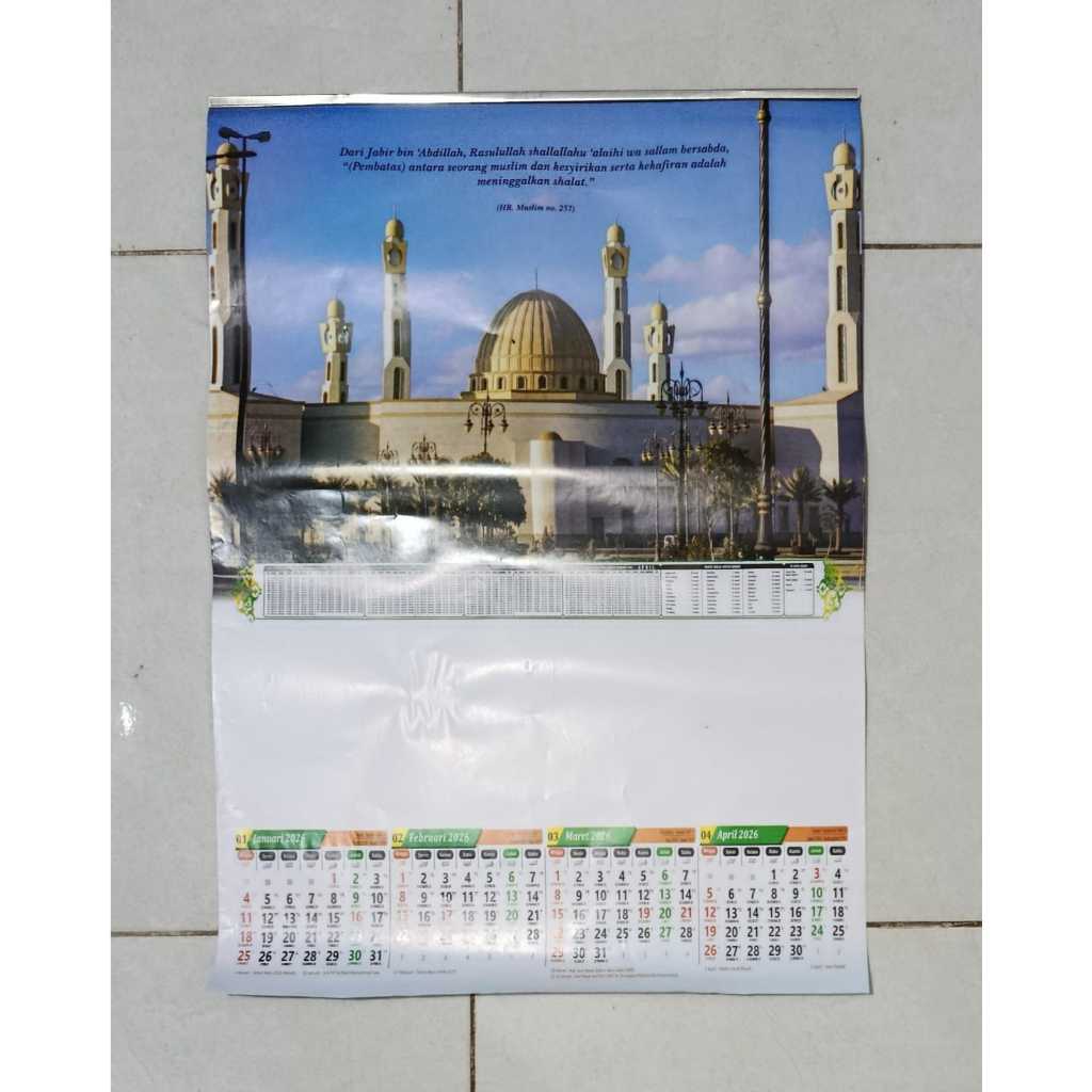 Kalender Tahun 2026 Kalender Dindiing Masjid triwulan 3 lembar 4 bulanan gambar masjid indonesia