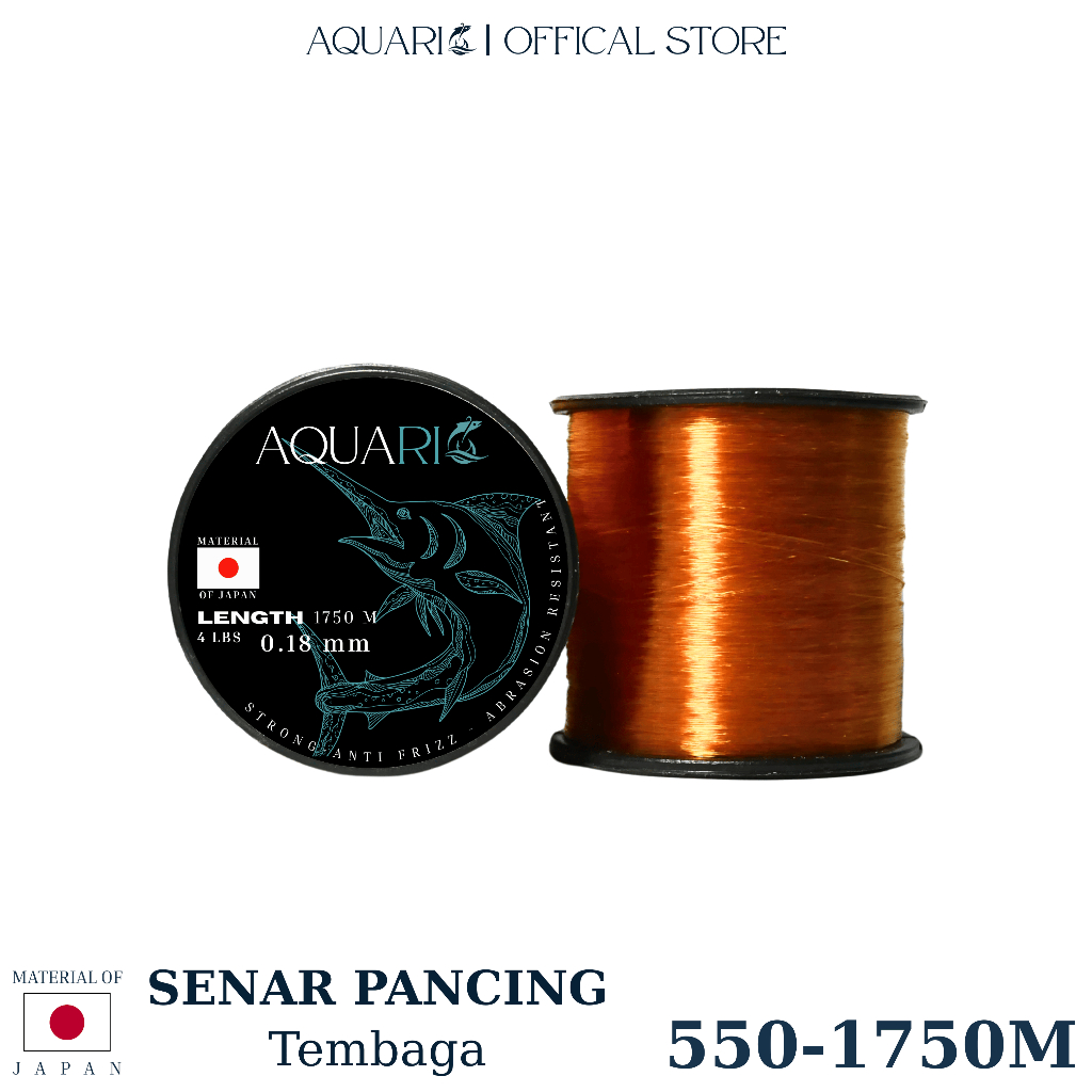 AQUARIO Tali Pancing OLAHAN 550-1750m Senar Pancing AQUARIO Warna Tembaga (Nilon) Kuat Anti Frizz Ta