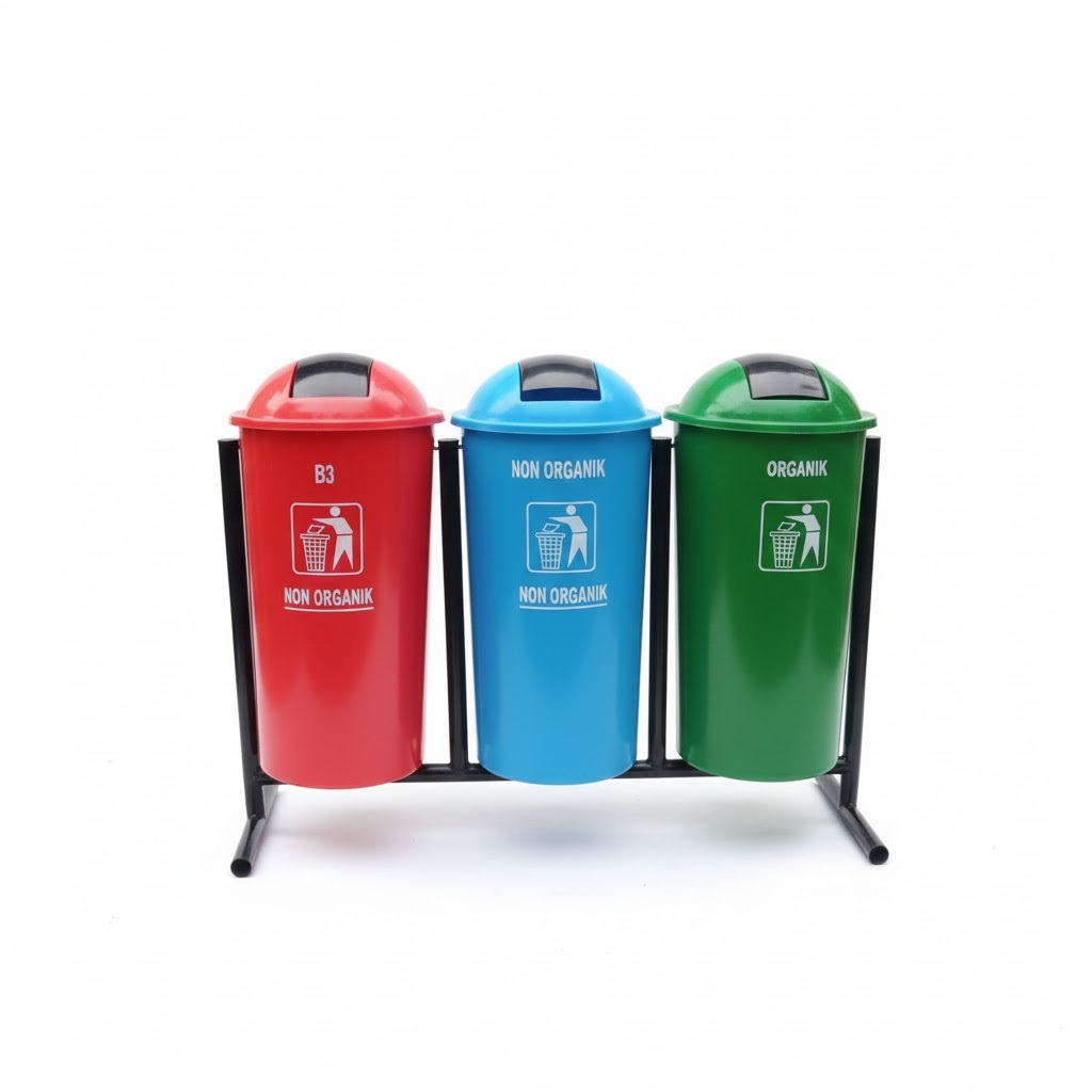 Tempat Sampah Fiberglass 3 In 1 50 L