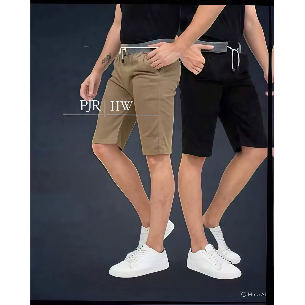 PJR HW - Celana Chinos Pendek Pria Bahan Tebal Stretchy Melar Tidak Nerawang