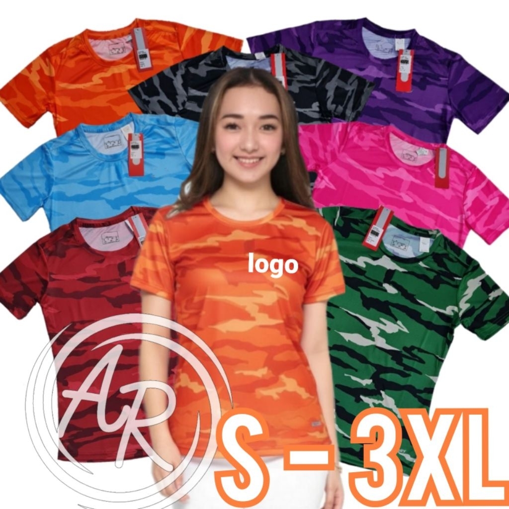 Kaos sport wanita JUMBO baju olahraga cewek aerobik zumba atasan army camo pendek senam cewek (bnbp-