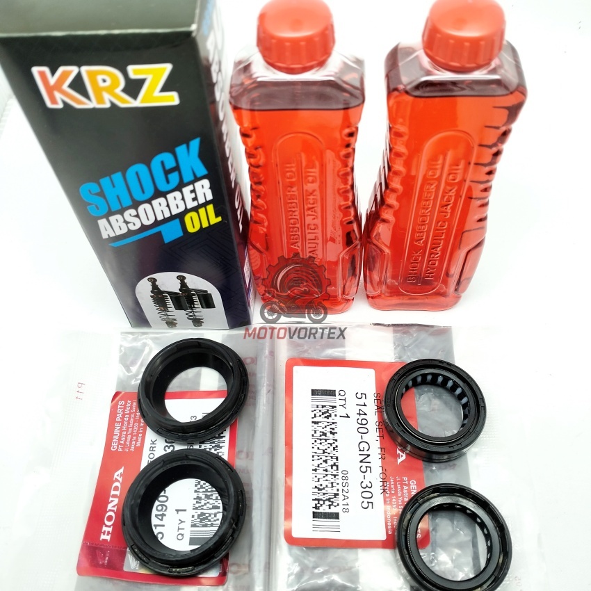 Paket Oli Shock + Seal Shock + Tutup Debu Depan Motor Bebek & Matic Honda – Murah – 1 box isi 2 boto
