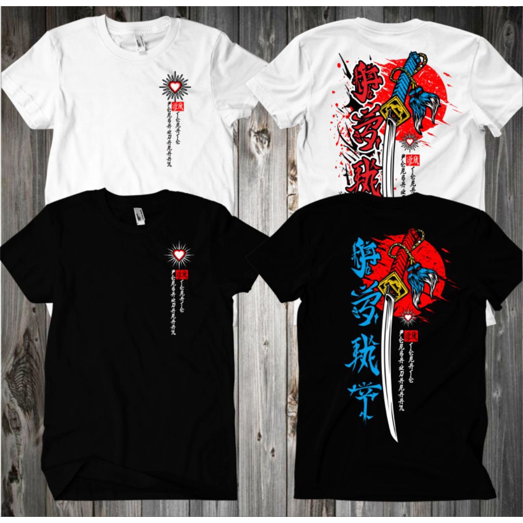 KAOS PSHT MOTIF SAMURAI JAPANESE STYLE KAOS SH TERATE ABSTRAK KAOS OBLONG PRIA WANITA KATUN HITAM PU