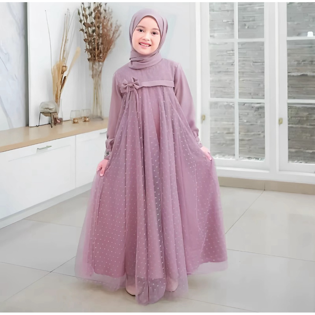GAMIS ANAK MODEL TERBARU 2026 CRINKLE USIA 5-13 TAHUN Baju Dress Muslim Anak Tanggung