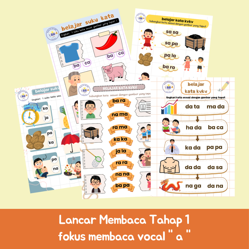 Solusi Anak Lambat Membaca | Worksheet Step by Step | Worksheet Lancar Membaca Anak | Cocok untuk Gu