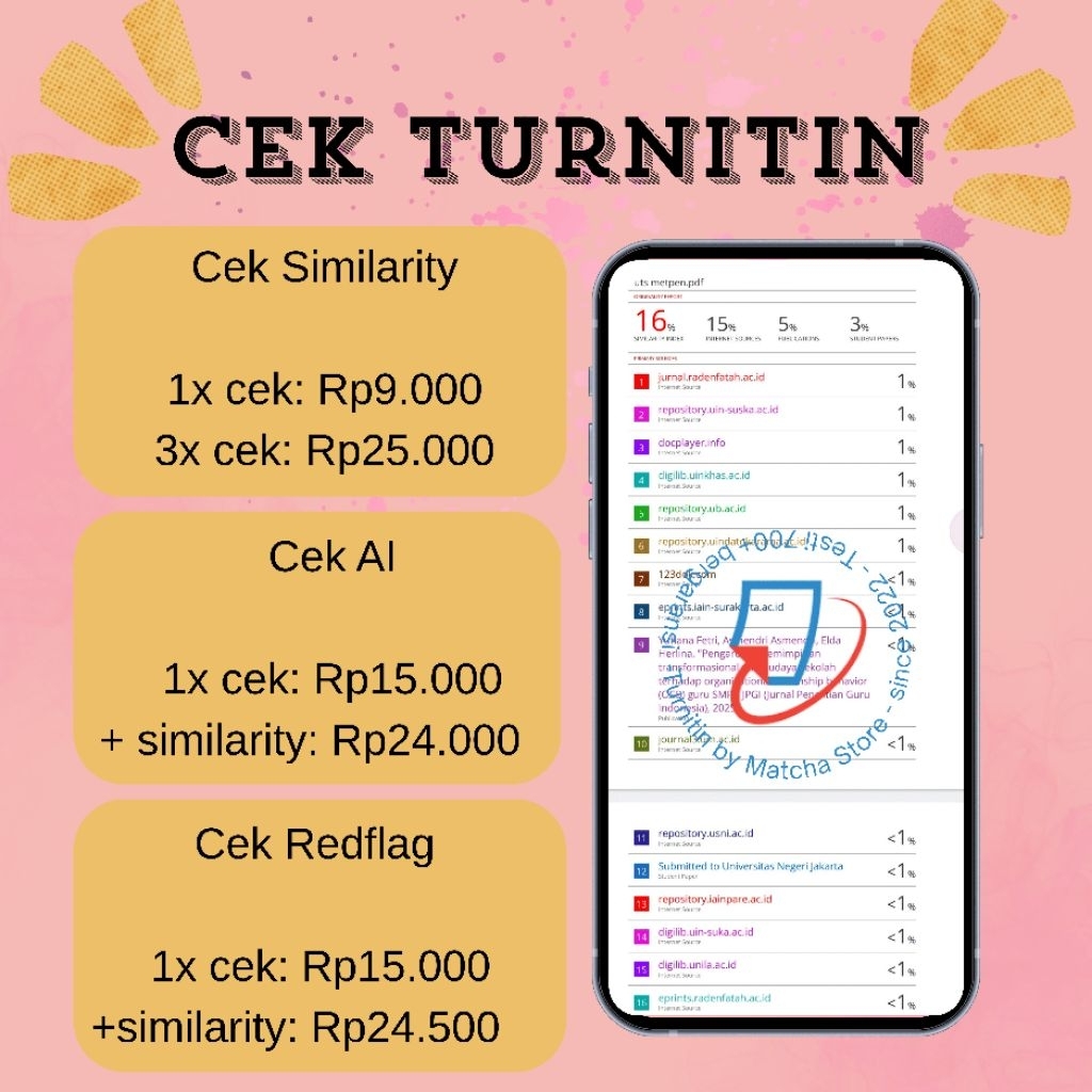 CEK TURNITIN (CEK SIMILARITY, CEK AI, CEK REDFLAG) PROSES CEPAT BISA IN RUSH
