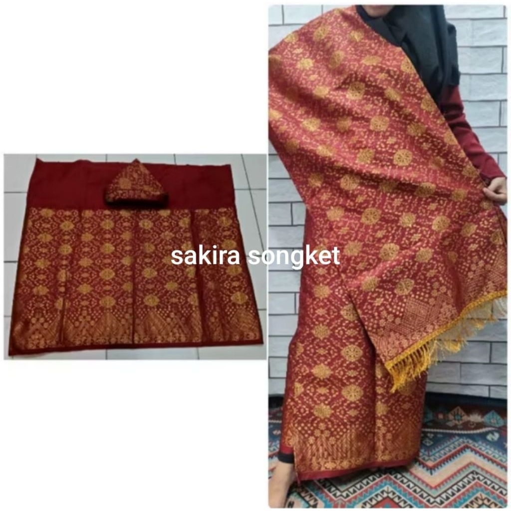 1 pasang songket palembang cewek cowok siap pakai