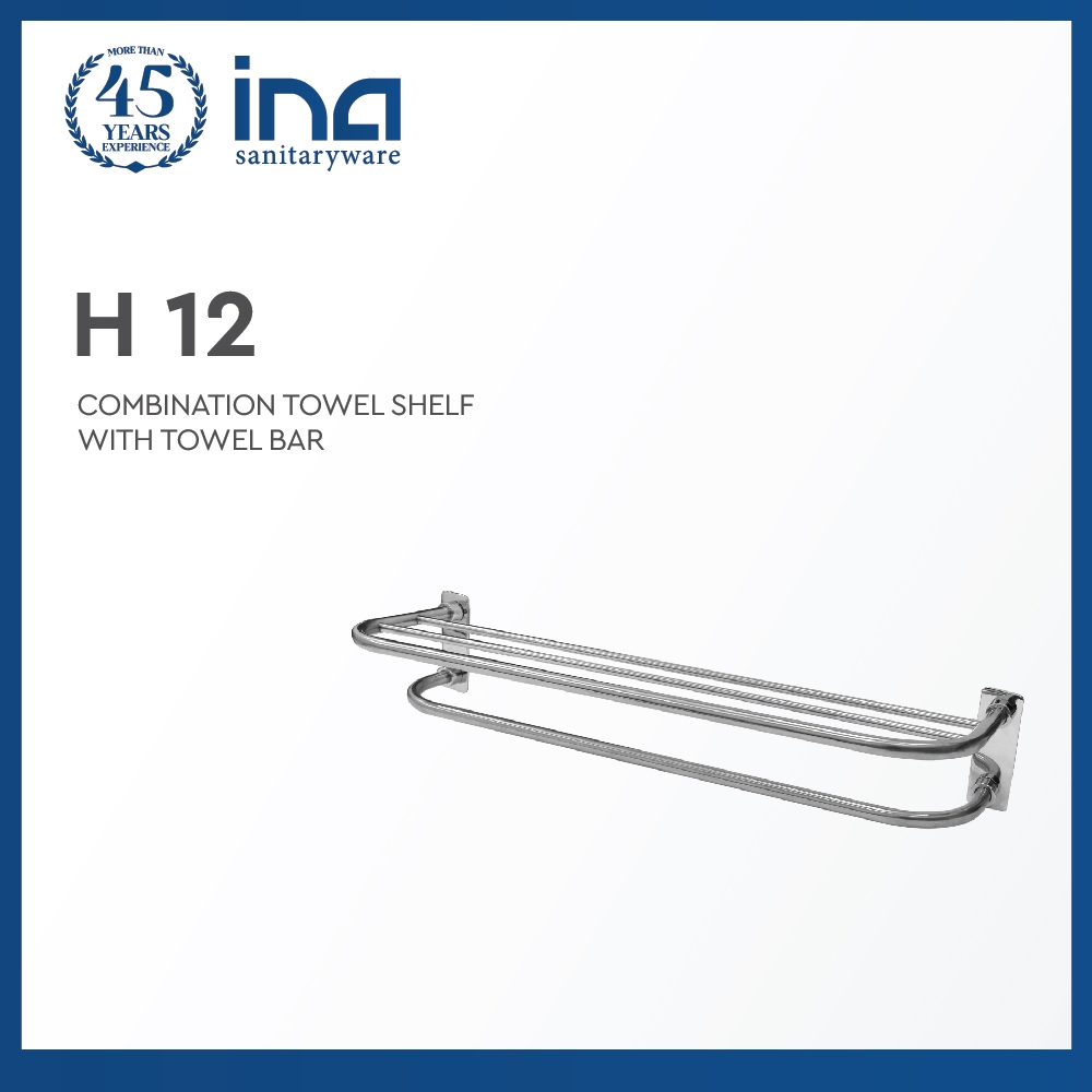 INA Jemuran Handuk Stainless Steel | Rak Handuk Gantungan Dinding Stainless Steel - H 12