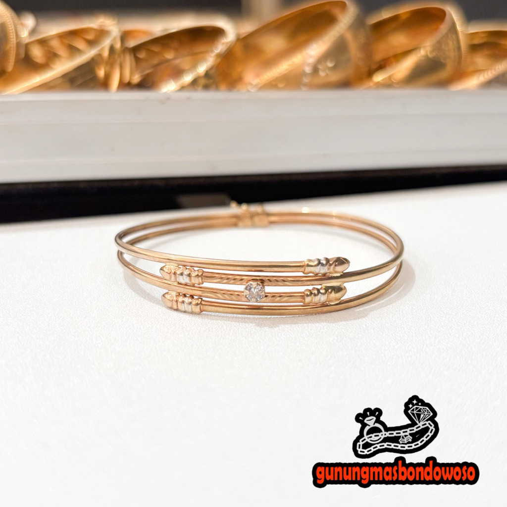 Gelang bangle kuku macan dewasa emas asli kadar 300 6k berat 3gr