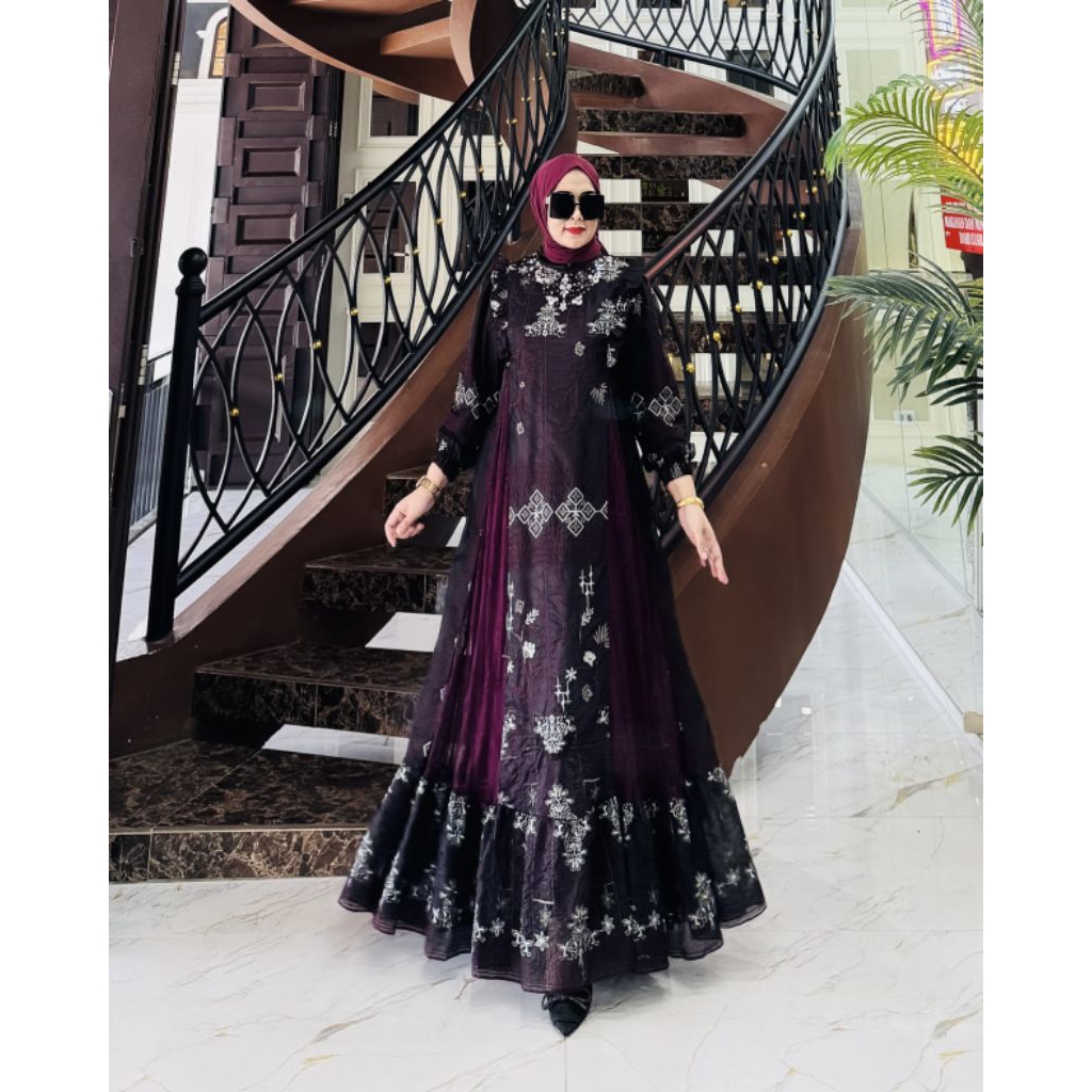 Clara( naura dress by Bilqis asopuroh || Naura organza bordir set pasmina