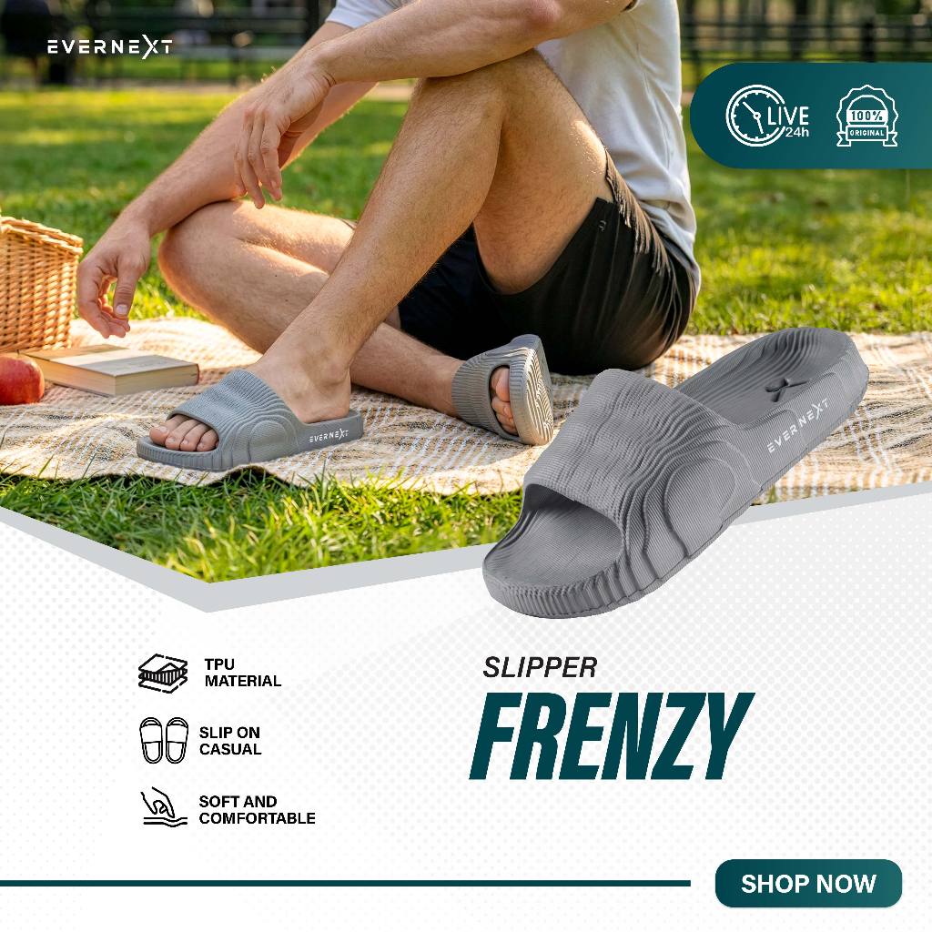 Evernext - Sandal Slippers Pria Frenzy Slip On Slippers Sandal Pria Wanita Sandal Slide Evernext