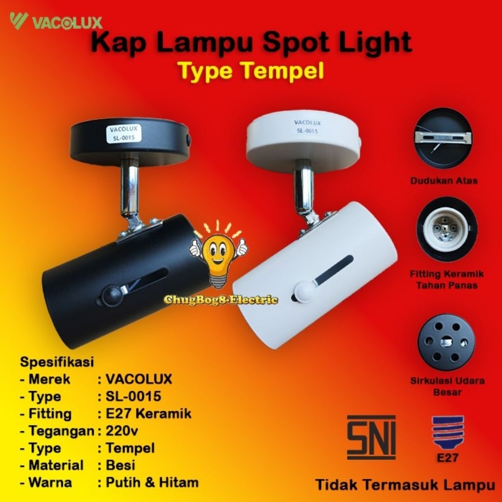 Kap Lampu Plafon Vacolux  Fiting E27 sport light led sorot spotlight