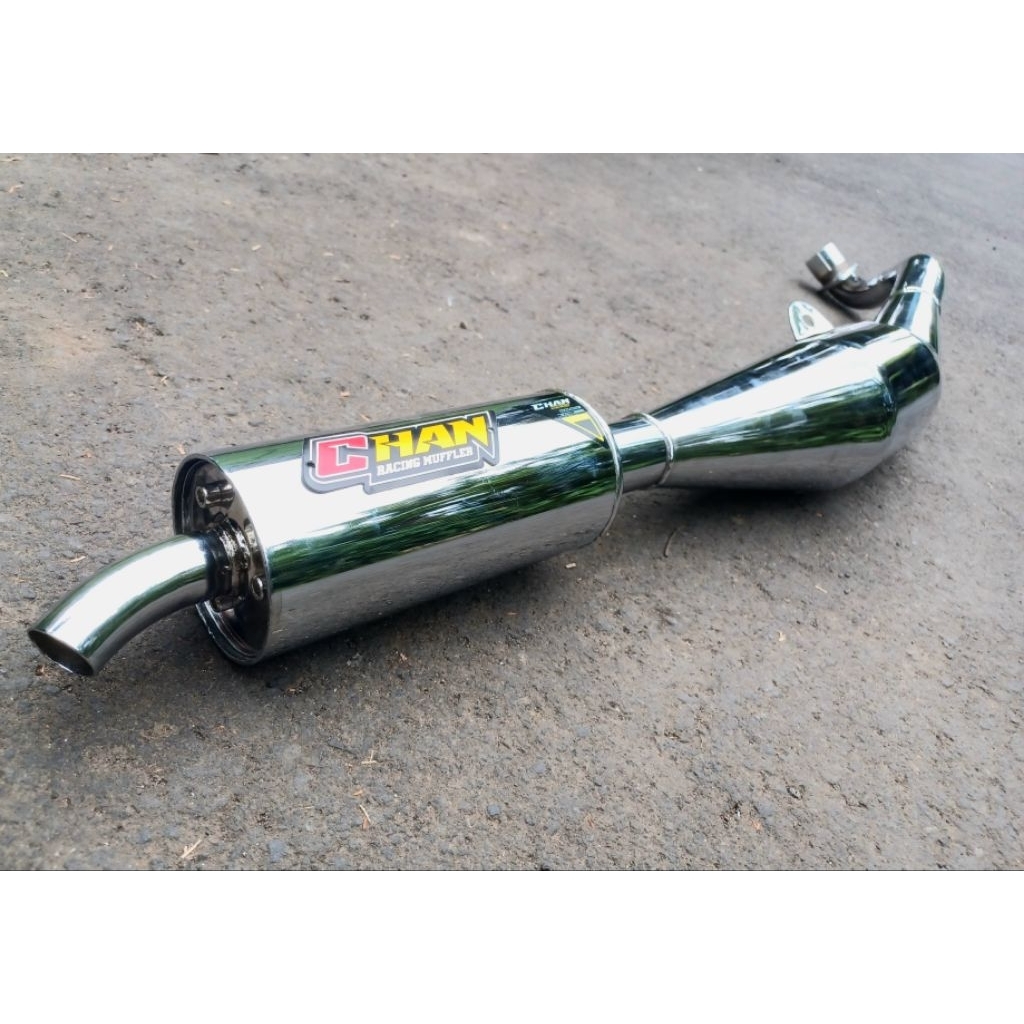 KNALPOT RACING STANDAR FIZ R FULL CHROME CHAN RACING (BUKAN AHM / EL9 / RTX)