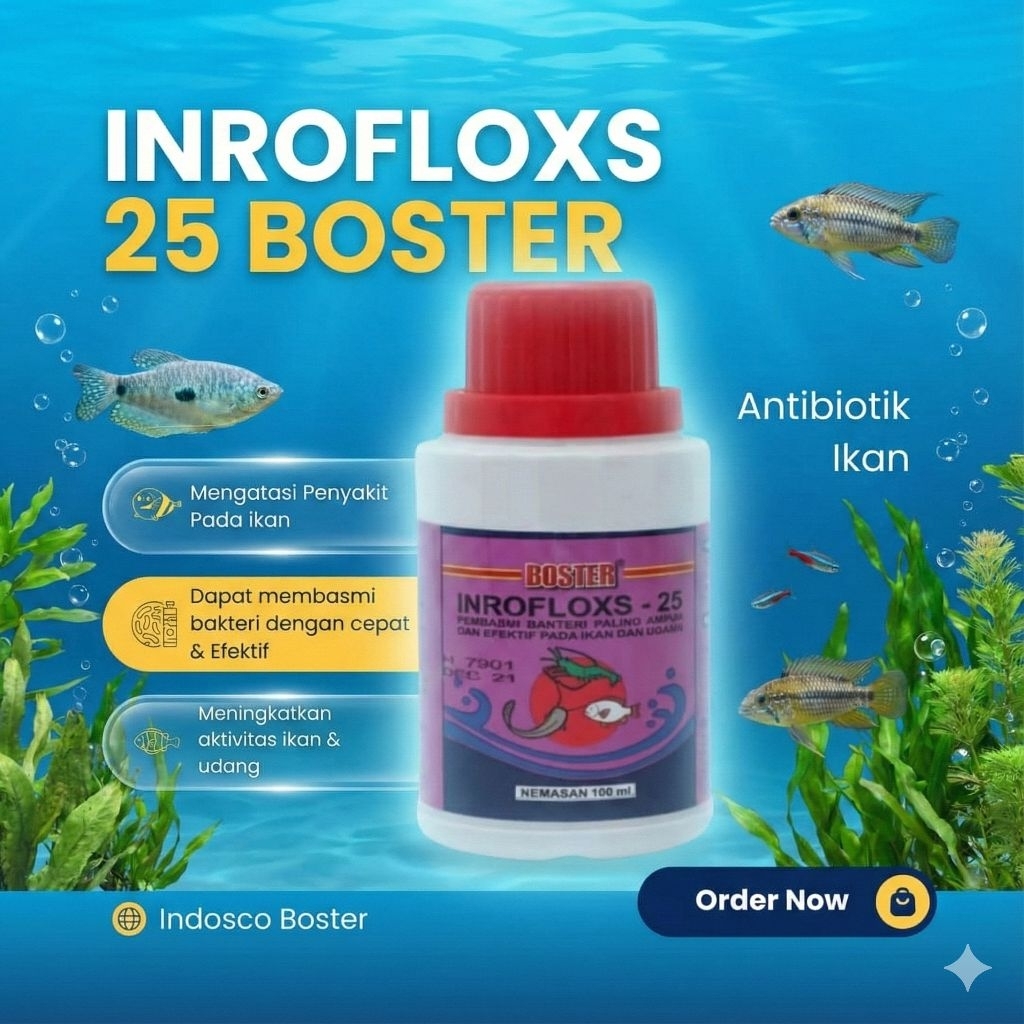 [ INROFLOXS-25 CAIR ] Antibiotik 100ml Ikan/Udang/Lele Terbaik Untuk Tambak/Aquarium