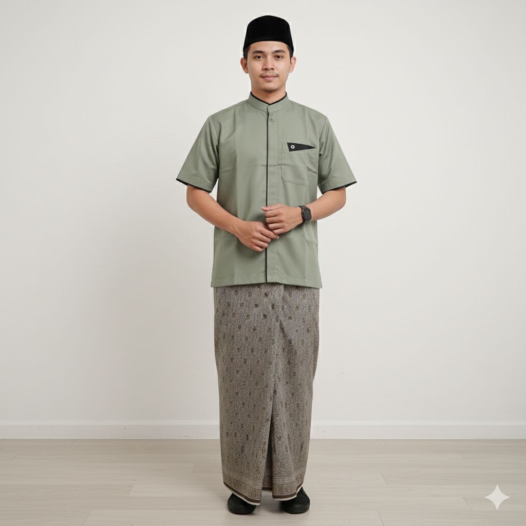 Allebas Busana Muslim - Baju Koko Remaja Dewasa Lengan Pendek Kain Katun