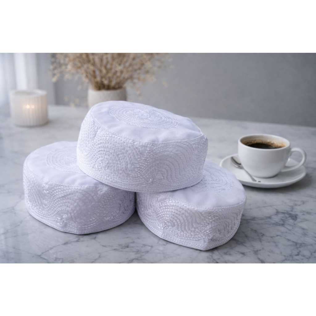 Peci Kopiah Kopyah Madinah Putih Pendek Tinggi 7cm