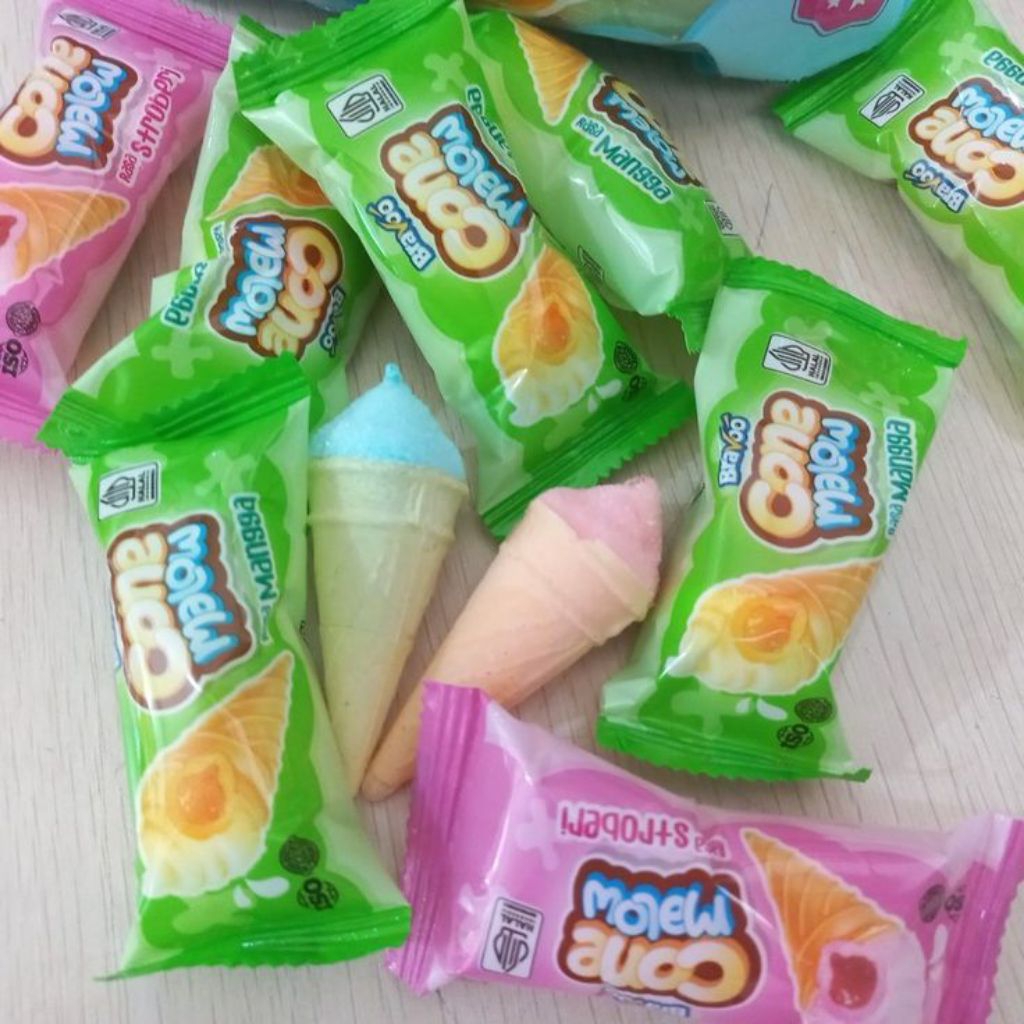 BRAVO MARSHMALLOW ICE CREAM CORN ECERAN SATUAN JAJANAN
