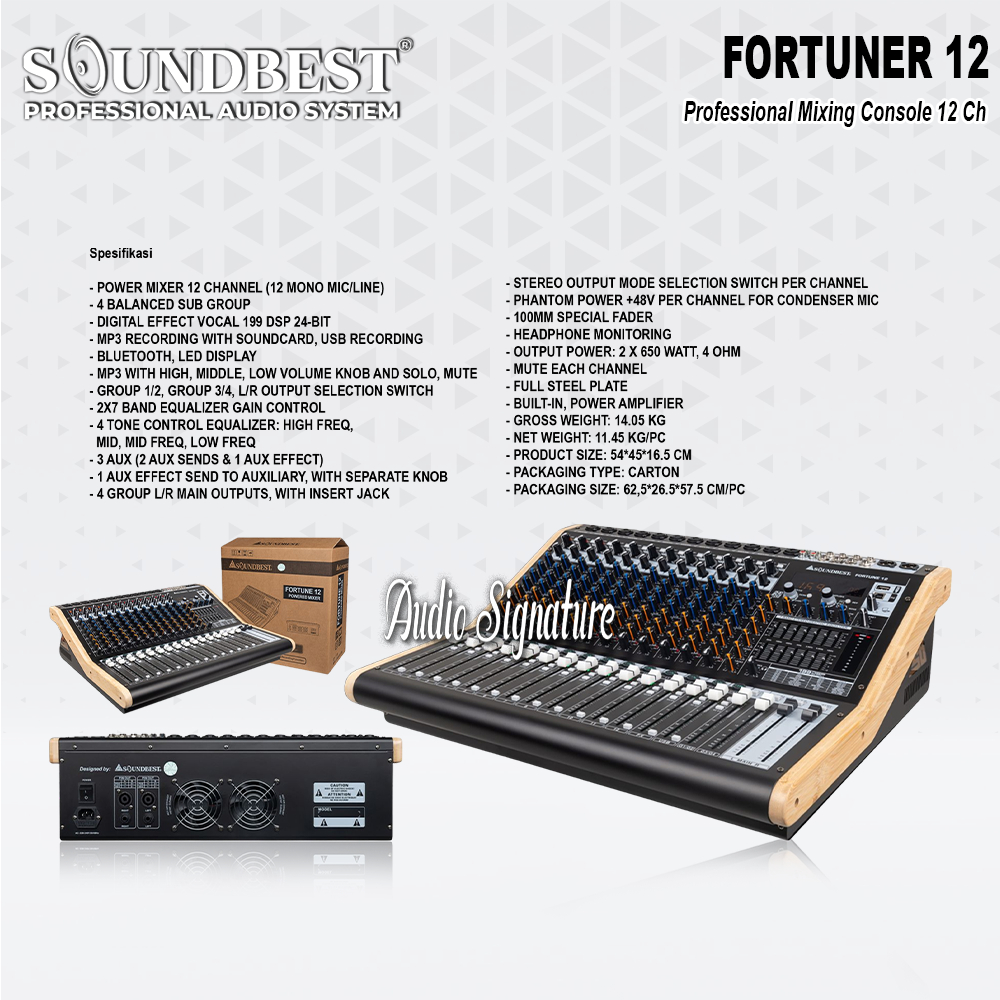 Power Mixer 12 Channel SOUNDBEST FORTUNE 12 | FORTUNE12 Bluetooth USB Original