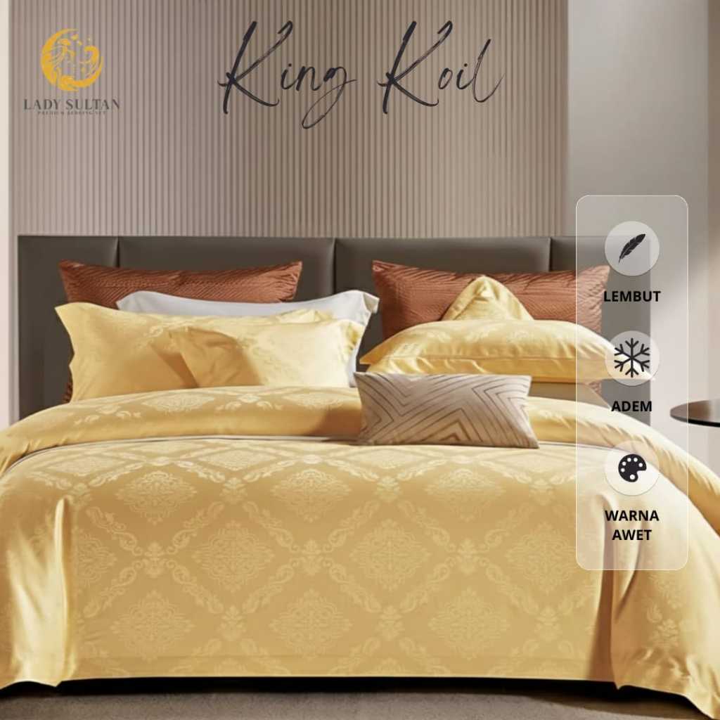 LADY SULTAN King Koil Sprei & Bedcover Sutra Premium – Motif Timbul Eksklusif