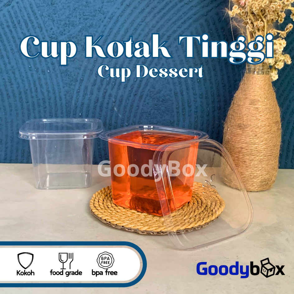 Goodybox - Cup Dessert Premium Cup Kotak Tinggi 400 ml Tiramisu Cake Pudding Milk Cheese