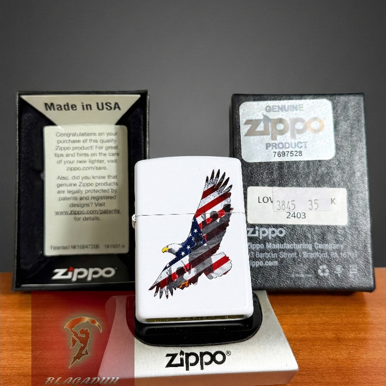 Zippo Eagle Usa Flag 29418 Original With Seal Orange Made In USA