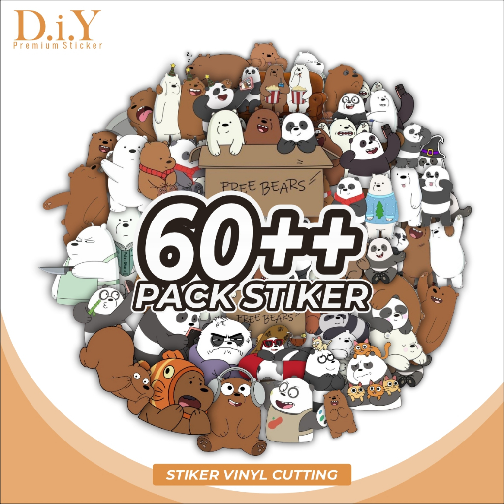 COD STIKER PACK WE BARE BEARS LUCU UNTUK BUKU HARIAN/CASE HP/HELM-STIKER VINYL ANTI AIR CUTTING