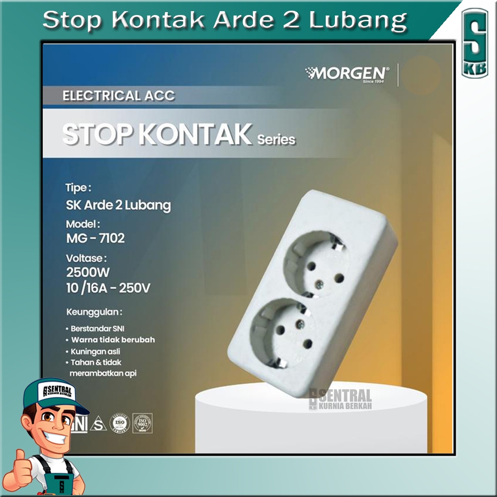 Stop Kontak Arde 2 Lubang Morgen MG-7102