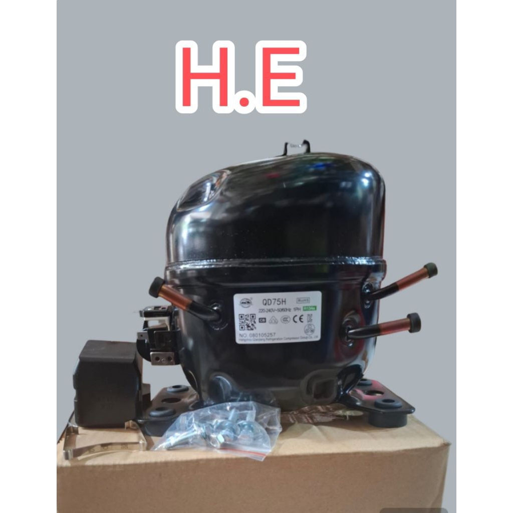 MESIN KOMPRESOR KULKAS 2PINTU AQUA QD75H 1/5PK KOMPLIT ORIGINAL