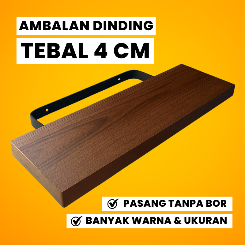 Rak Ambalan Dinding Minimalis 80x20cm Hiasan Papan Hambalan Kayu Melayang Dinding