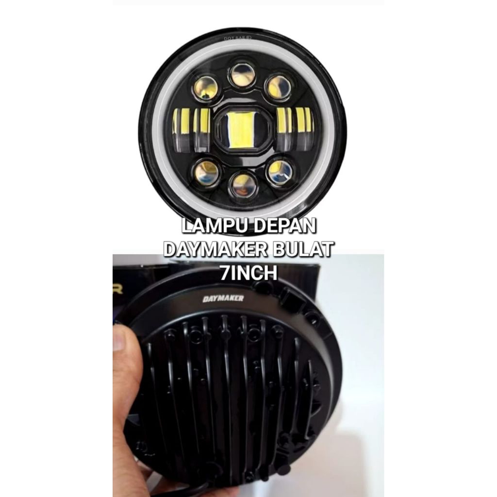 LAMPU UTAMA/LAMPU DEPAN DAYMEKER COBRA BULAT/BATOK MOTOR LED 7 INCH.
