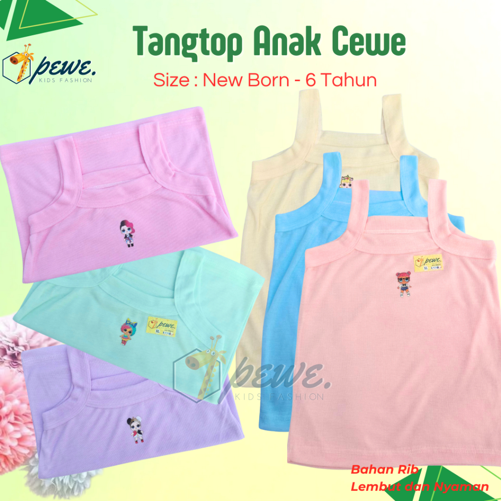 12 pcs tangtop anak grosir murah/tangtop anak perempuan 2 tahun/tanktop anak perempuan warna warni/t