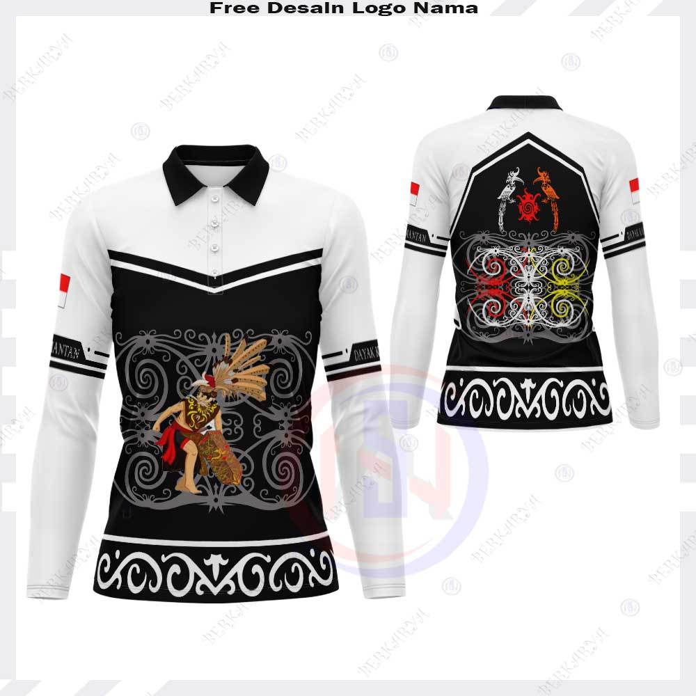 Baju Dayak Kalimantan / Kaos Kerah Wanita Batik Dayak Kalimantan / Kaos Jersey Dayak Kalimantan