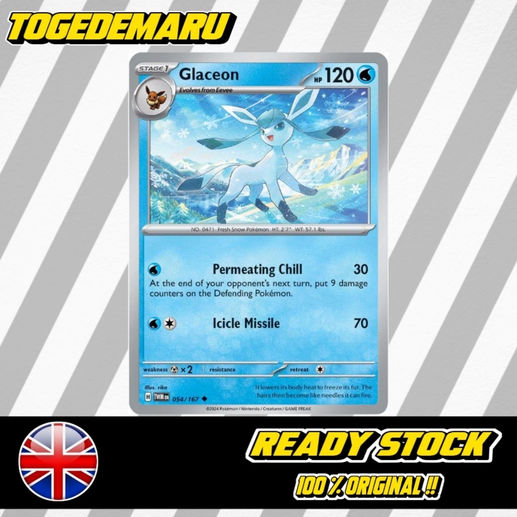 Kartu Pokemon TCG Inggris Glaceon 054/167 Uncommon TWM en