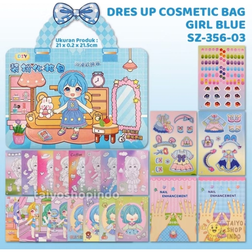 Stiker Dress Up Cosmetic Bag / Stiker Makeup / Stiker Baju / Mainan Stiker Anak
