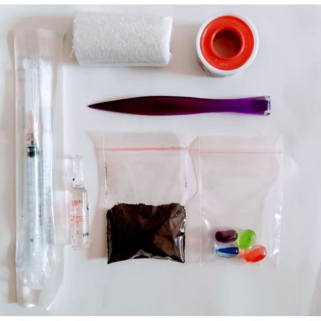 Paket komplitbiji 4 tusukan 1 suntikan+ bius+ obat oles +perban