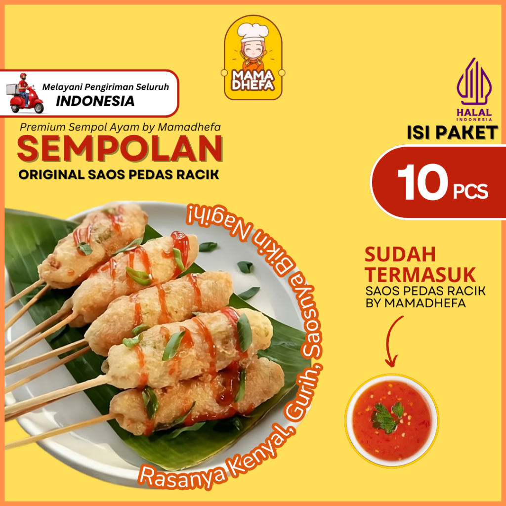 Sempolan Mamadhefa isi 10 pcs Halal Sempol Ayam Rasanya Enak Kenyal Gurih Saosnya Bikin Nagih